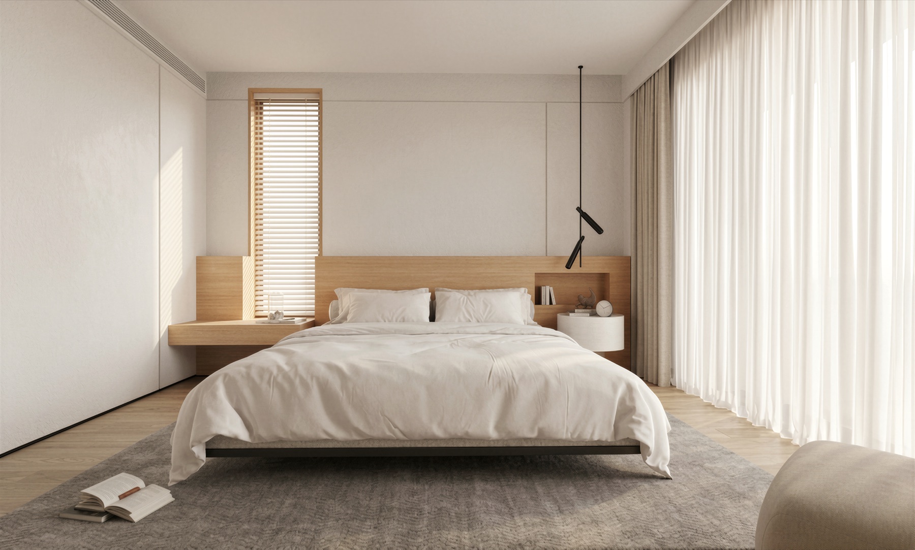 Interior planning used to test furniture scale, circulation, light, and architectural conditions.