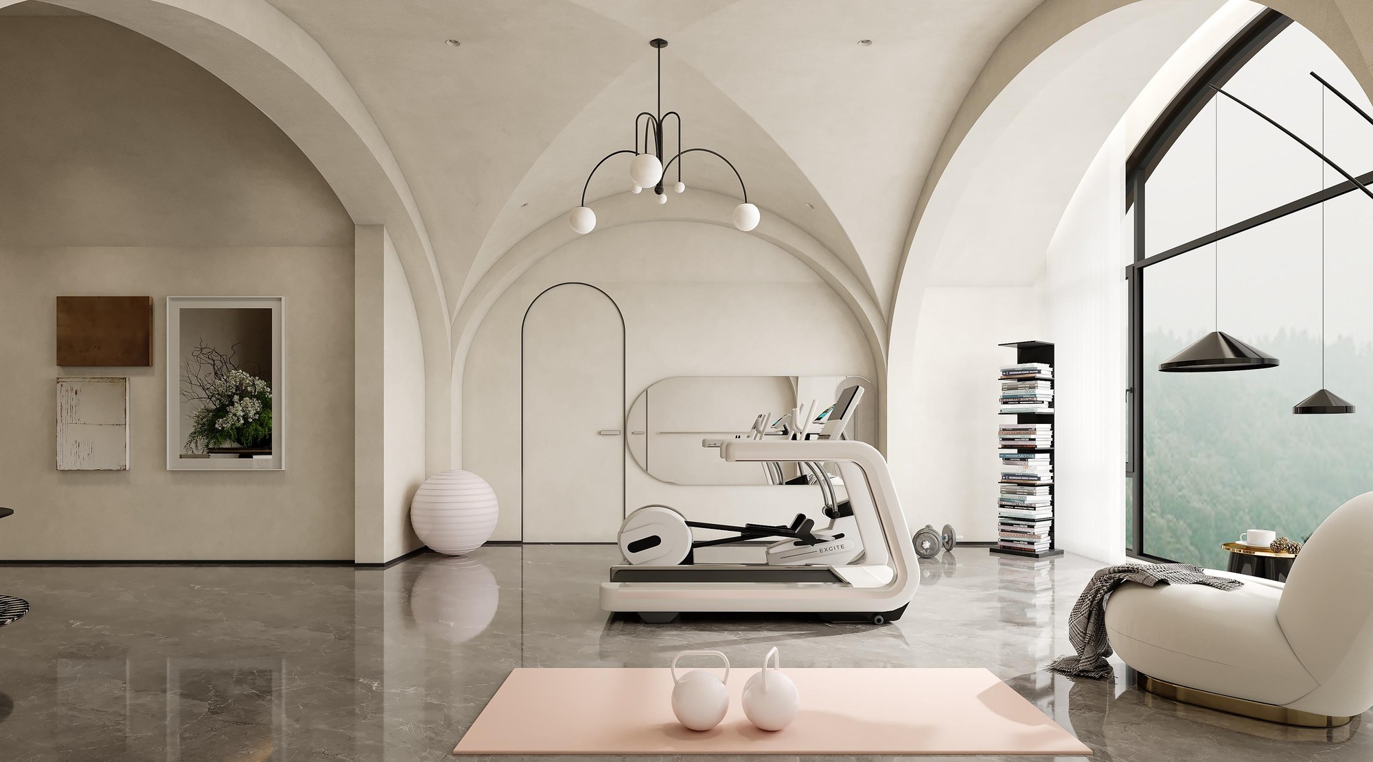 Residential interior organised by vaulted forms