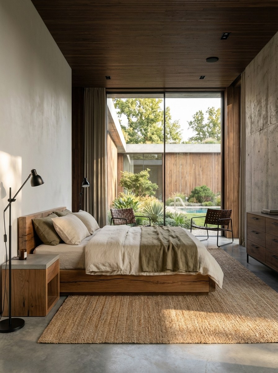 Private villa bedroom and garden